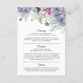 Elegante Succulent Florals Trouwinformatie Informatiekaartje