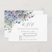 Elegante Succulent Waterverf Greenery Wedding RSVP (Voorkant / Achterkant)