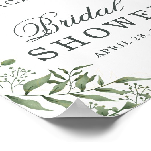 Elegante Succulente Eucalyptus Bladeren bruidsfees Poster (Hoek)