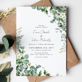 Elegante Succulente Eucalyptus Groene Huwelijksuit Kaart