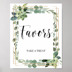 Elegante succulente groene bladeren gouden favorie poster