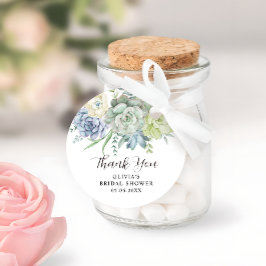 Elegante Succulente Groene Bruidsborrel Bedankt Bedankjes Labels