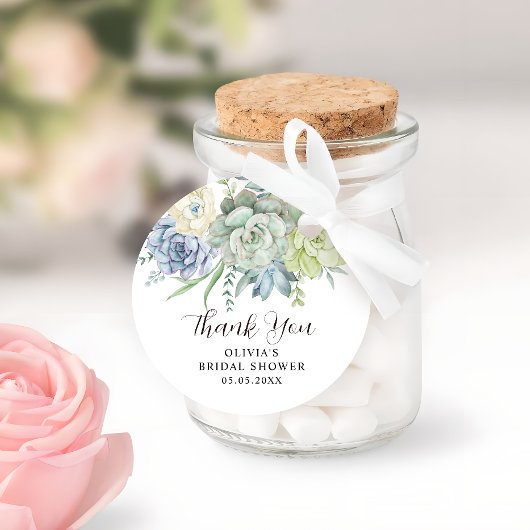 Elegante Succulente Groene Bruidsborrel Bedankt Bedankjes Labels