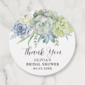 Elegante Succulente Groene Bruidsdouche Dankjewel Bedankjes Labels (Voorkant)