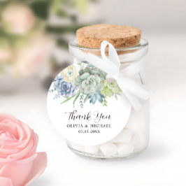 Elegante Succulente Groene Huwelijks Dankjewel Bedankjes Labels