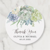 Elegante Succulente Groene Huwelijks Dankjewel Bedankjes Labels (Voorkant)