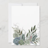 Elegante succulenten bloemenbruiloft uitnodiging (Achterkant)