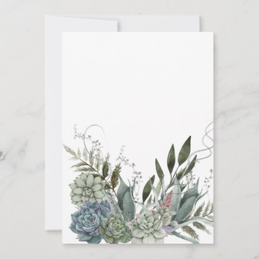 Elegante succulenten bloemenbruiloft uitnodiging (Achterkant)