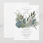 Elegante succulenten bloemenbruiloft uitnodiging (Voorkant / Achterkant)