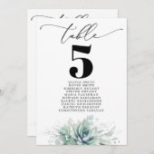 Elegante Succulenten Tafelnummer Zitkaart (Voorkant / Achterkant)
