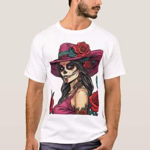 Elegante Sugar Skull Vrouw - Día de los Muertos T-shirt