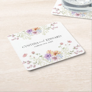Elegante Summer Meadow Wildflowers Wedding Kartonnen Onderzetters