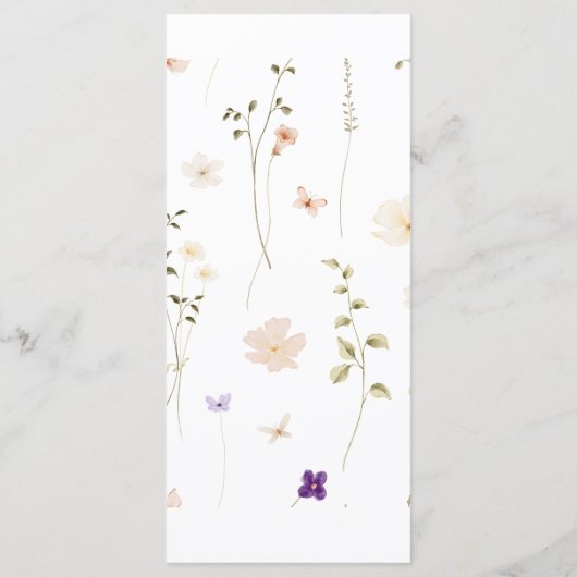 Elegante Summer Meadow Wildflowers Wedding Menu (Achterkant)