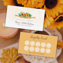 Elegante Sunflower Deegroller Bakkerij Loyaliteit Visitekaartje