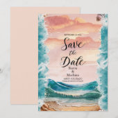 Elegante Sunset Beach bruiloft Save The Date (Voorkant / Achterkant)