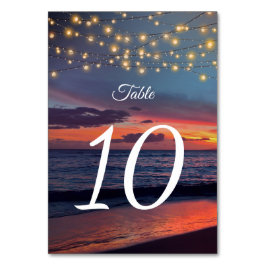 Elegante Sunset Beach String Licht Zomer Bruiloft Kaart