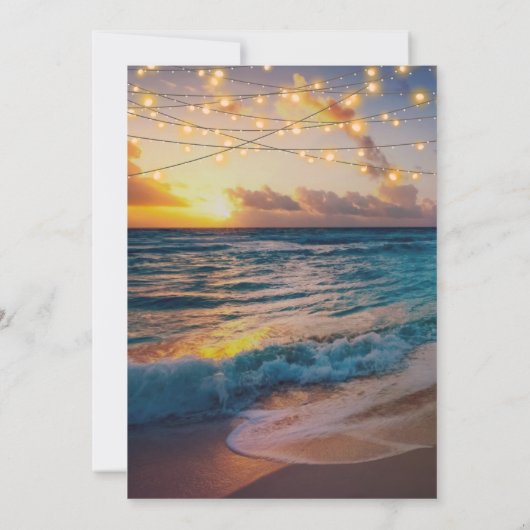 Elegante Sunset Beach Zomer Bruiloft Douche Kaart (Achterkant)