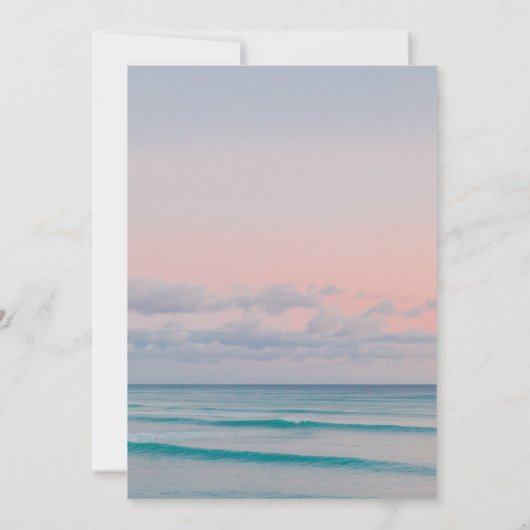 Elegante Sunset Blue Ocean Beach bruiloft uitnodig Kaart (Achterkant)