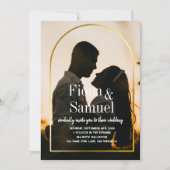 Elegante Sunset Golden Custom Photo Wedding Kaart (Voorkant)