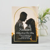 Elegante Sunset Golden Custom Photo Wedding Kaart (Staand voorkant)