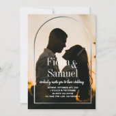 Elegante Sunset Golden Custom Photo Wedding Kaart (Voorkant)