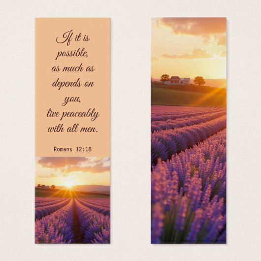 Elegante Sunset Lavendel Landschap Bijbelvers Mini Visitekaartjes (Voorkant /achterkant)