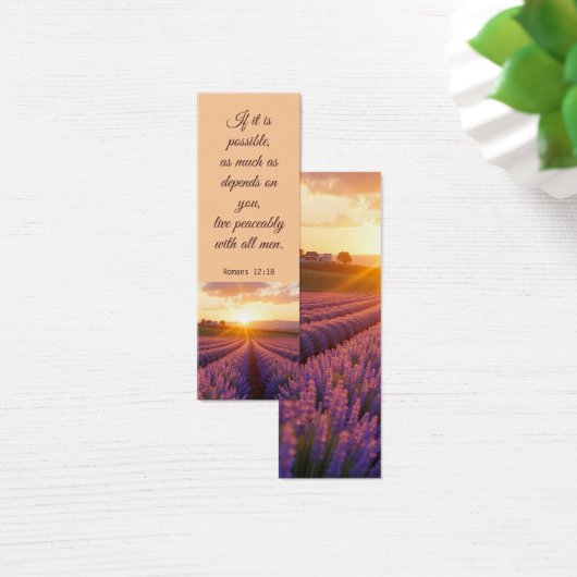 Elegante Sunset Lavendel Landschap Bijbelvers Mini Visitekaartjes (Bureau)