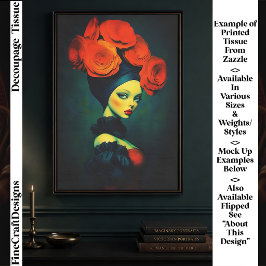 Elegante Surrealistische Botanische Vrouw FK6R Dec Tissuepapier