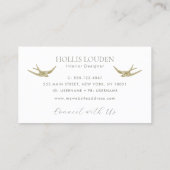 Elegante Swallow Professionele Interieurontwerper Visitekaartje (Achterkant)