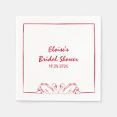 Elegante Swan Crimson Red Hand getrokken Vrijgezel Servet (Voorkant)