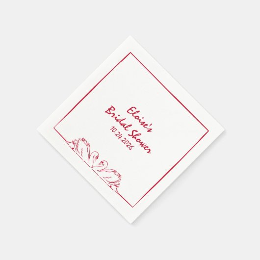 Elegante Swan Crimson Red Hand getrokken Vrijgezel Servet (Hoek)