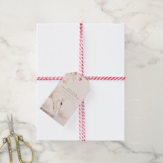 Elegante Swan Lake Verjaardag Cadeaulabel (Met Touw)