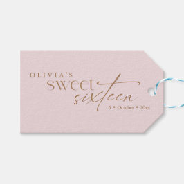 Elegante Sweet 16 Roze Roze Verjaardag Cadeaulabel