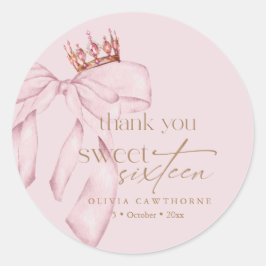 Elegante Sweet 16 Roze Roze Verjaardag Ronde Sticker