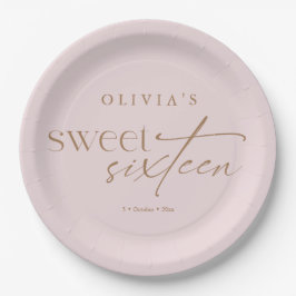 Elegante Sweet 16 Roze Verjaardag Papieren Bordje