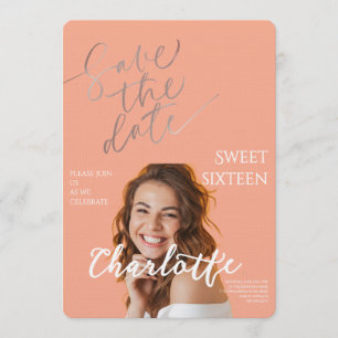 Elegante Sweet 16 Save the Date Verjaardag Kaart