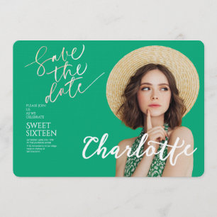 Elegante Sweet 16 Save the Date Verjaardag Kaart