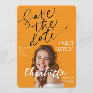 Elegante Sweet 16 Save the Date Verjaardag Kaart