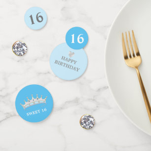 Elegante Sweet 16 Verjaardag op Lichtblauw Confetti