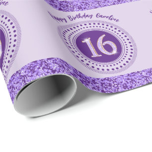 Elegante Sweet 16 Verjaardag, Paarse Glitters & St Cadeaupapier