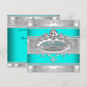 Elegante Sweet 16 Verjaardag Prinses Turkoois Blau Kaart