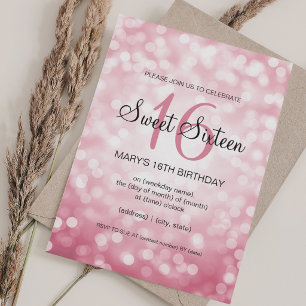 Elegante Sweet 16 Verjaardag Rose Goud Glitter Lic Kaart