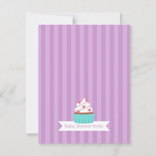 Elegante Sweet Cupcake Baby Douche Uitnodigingen (Achterkant)