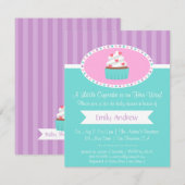 Elegante Sweet Cupcake Baby Douche Uitnodigingen (Voorkant / Achterkant)