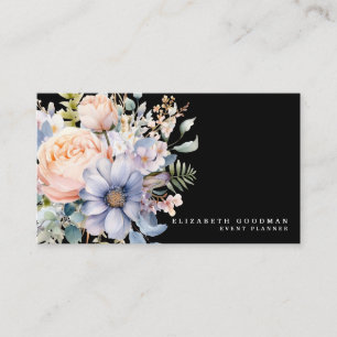 Elegante Sweet Flowers Zwarte Visitekaartjes