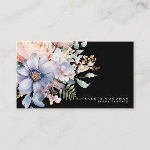 Elegante Sweet Flowers Zwarte Visitekaartjes