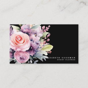 Elegante Sweet Flowers Zwarte Visitekaartjes