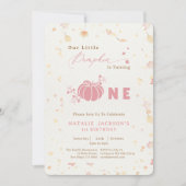 Elegante Sweet Pink Little Pumpkin 1st Birthday Kaart (Voorkant)