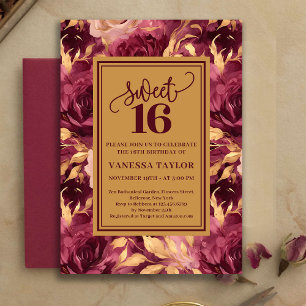 Elegante Sweet Sixteen Bourgondië Blush Goud Uitno Kaart