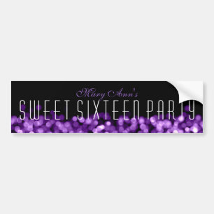 Elegante Sweet Sixteen Fonkelende Lichten Paars Bumpersticker